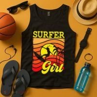 Surfer Girl Surfboarding Surf Lover Surfboard Tank Top thumb 4