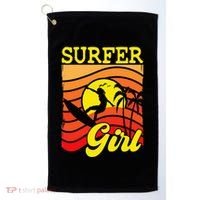 Surfer Girl Surfboarding Surf Lover Surfboard Golf Towel thumb 0