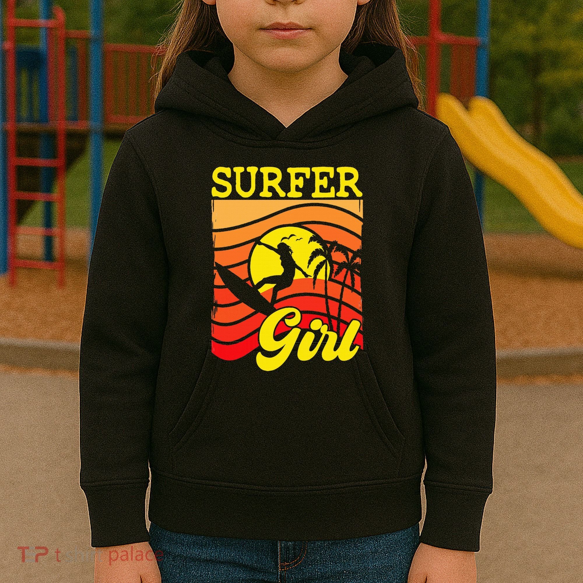 Surfer Girl Surfboarding Surf Lover Surfboard Kids Hoodie