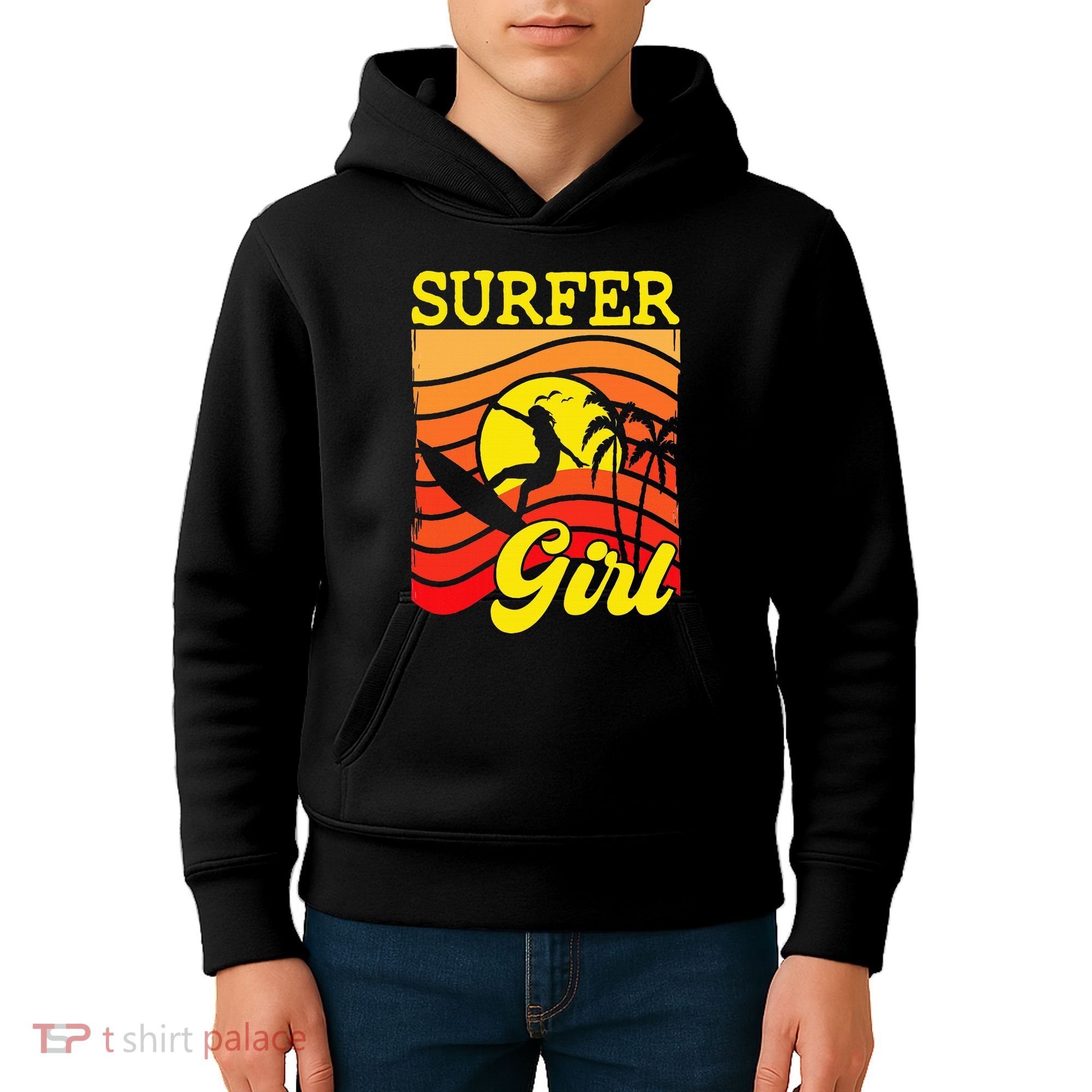 Surfer Girl Surfboarding Surf Lover Surfboard Kids Hoodie