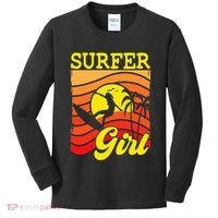 Surfer Girl Surfboarding Surf Lover Surfboard Kids Long Sleeve Shirt thumb 0