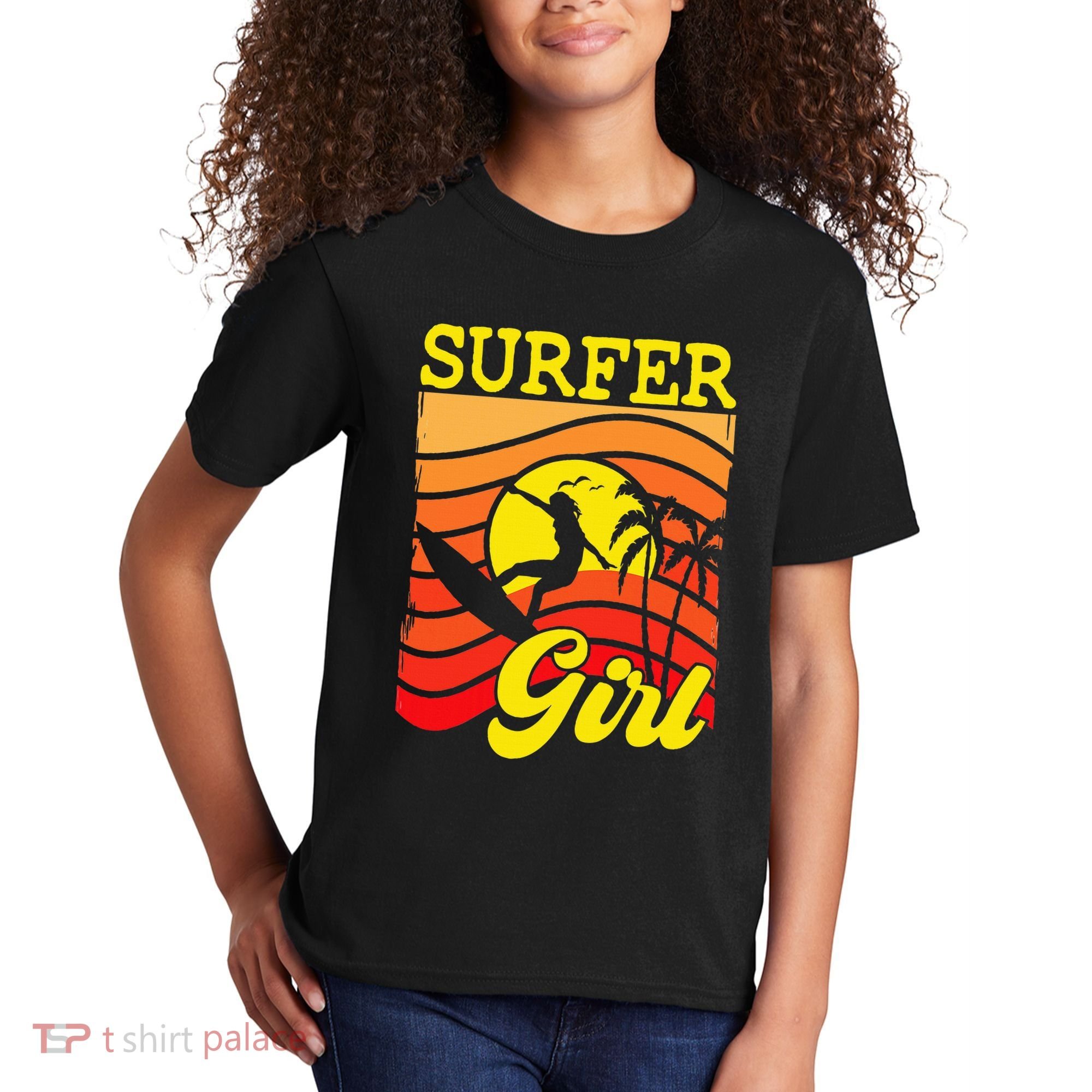 Surfer Girl Surfboarding Surf Lover Surfboard Kids T-Shirt