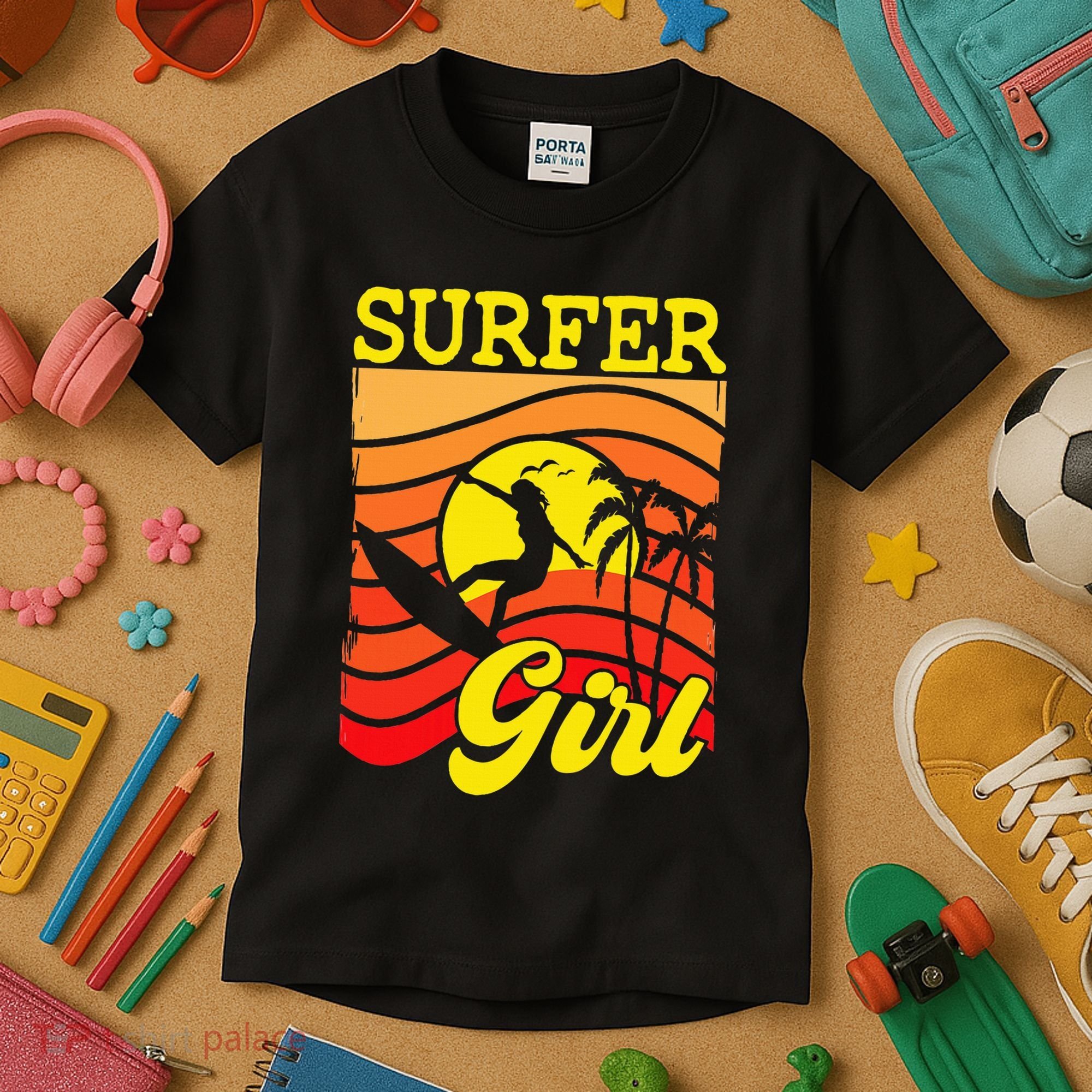 Surfer Girl Surfboarding Surf Lover Surfboard Kids T-Shirt