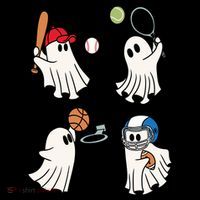 Spooky Ghost Sport Halloween Hoodie thumb 7