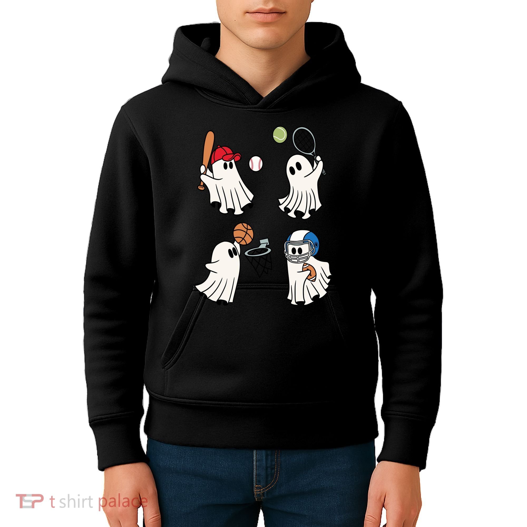 Spooky Ghost Sport Halloween Kids Hoodie