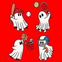 Spooky Ghost Sport Halloween Santa Hat thumb 1