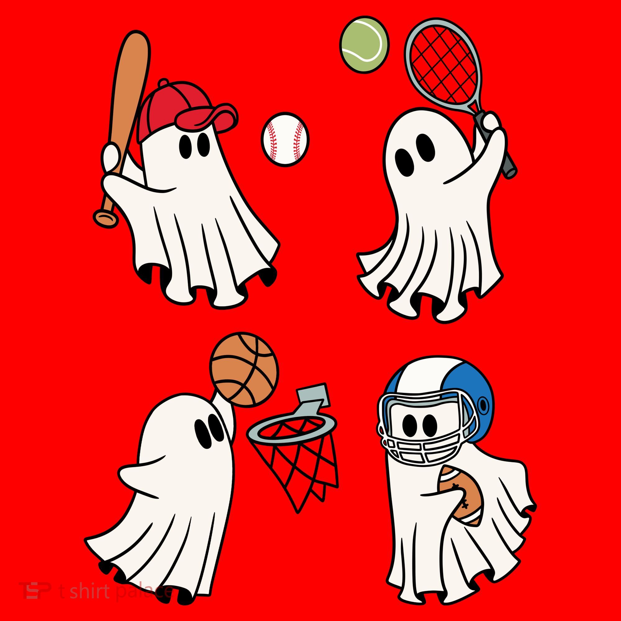 Spooky Ghost Sport Halloween Santa Hat