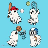 Spooky Ghost Sport Halloween Button thumb 1
