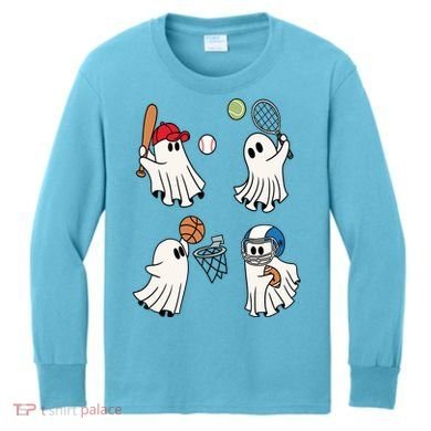 Spooky Ghost Sport Halloween Kids Long Sleeve Shirt