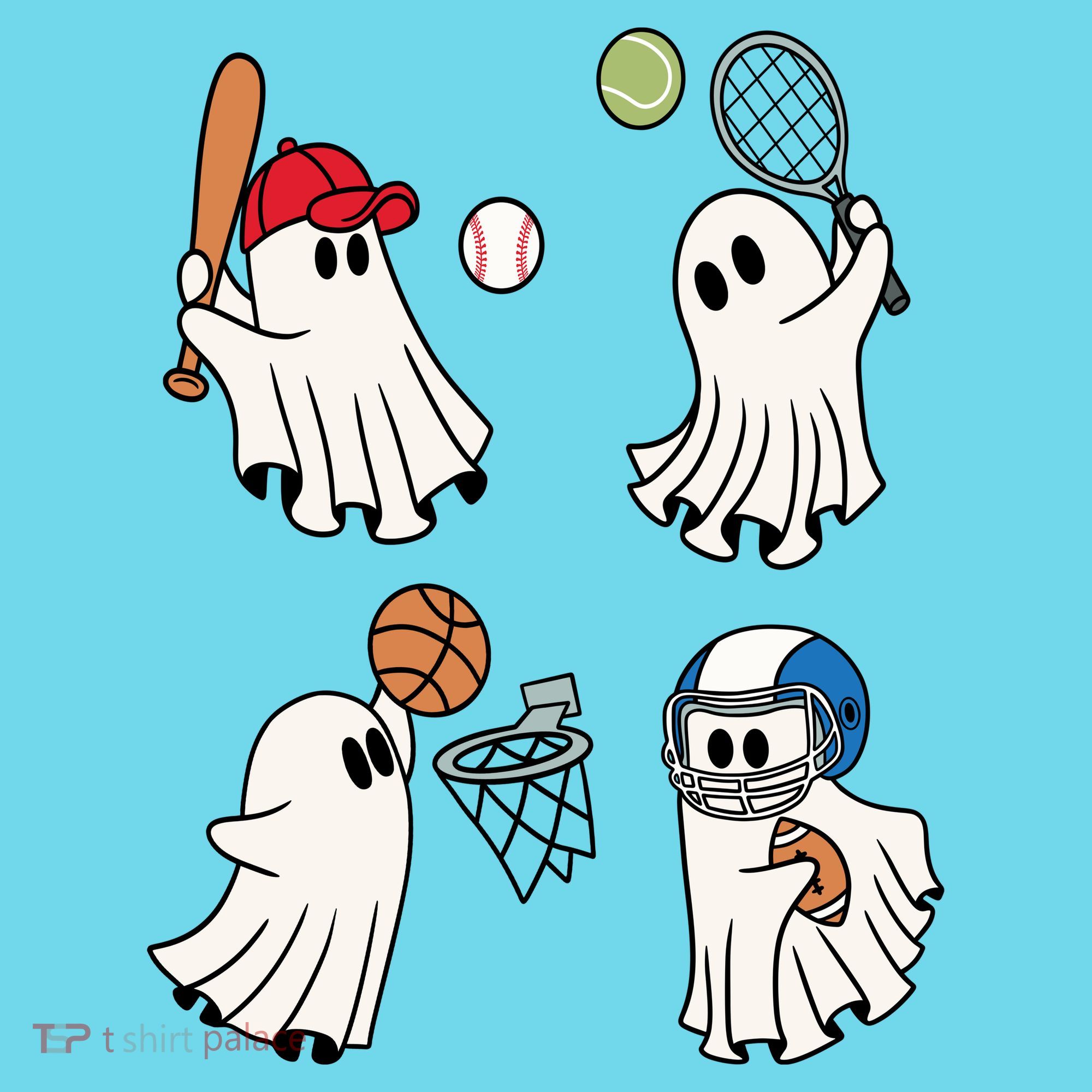 Spooky Ghost Sport Halloween Kids Long Sleeve Shirt
