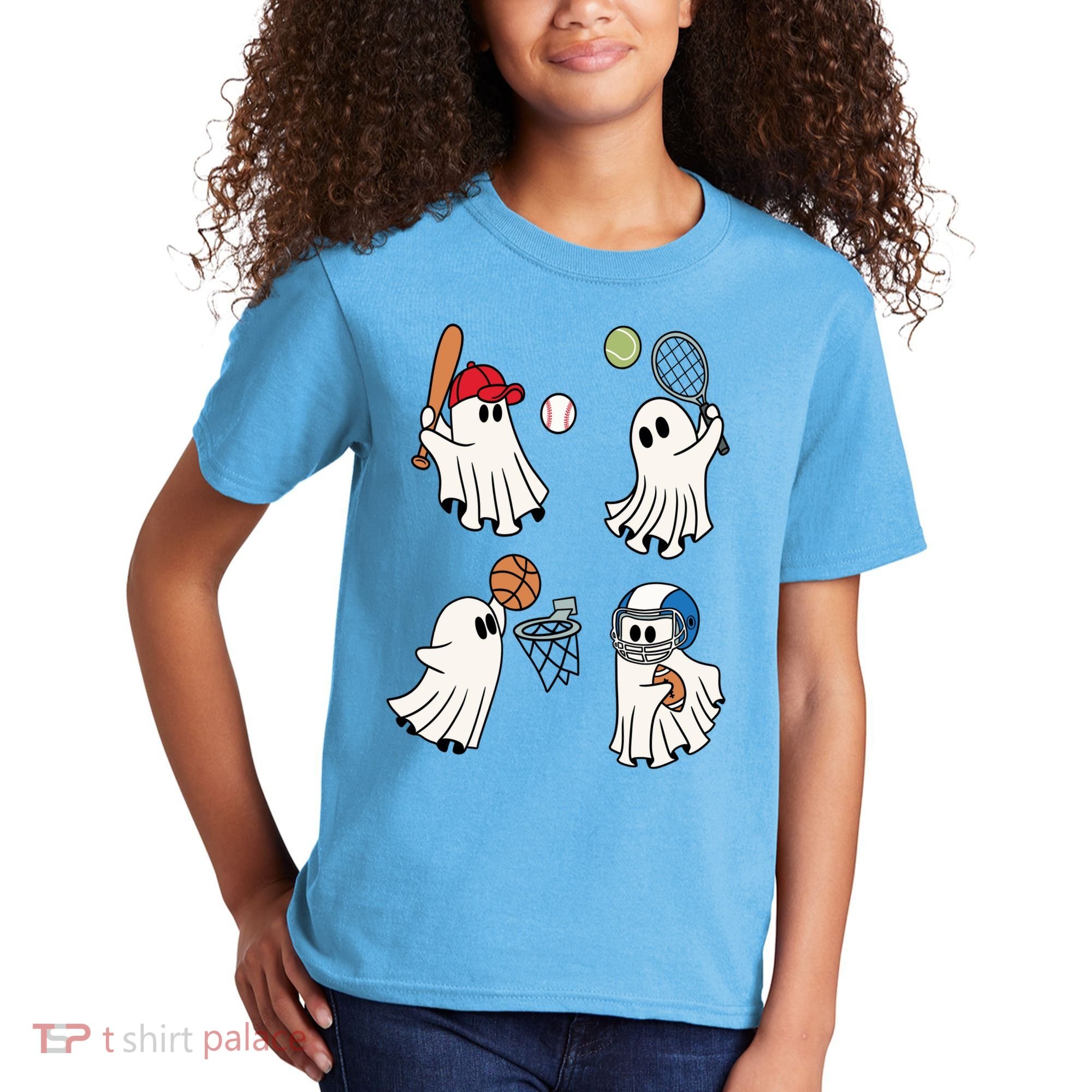 Spooky Ghost Sport Halloween Kids T-Shirt