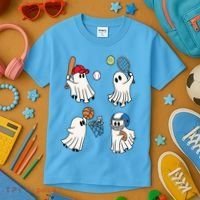 Spooky Ghost Sport Halloween Kids T-Shirt thumb 3