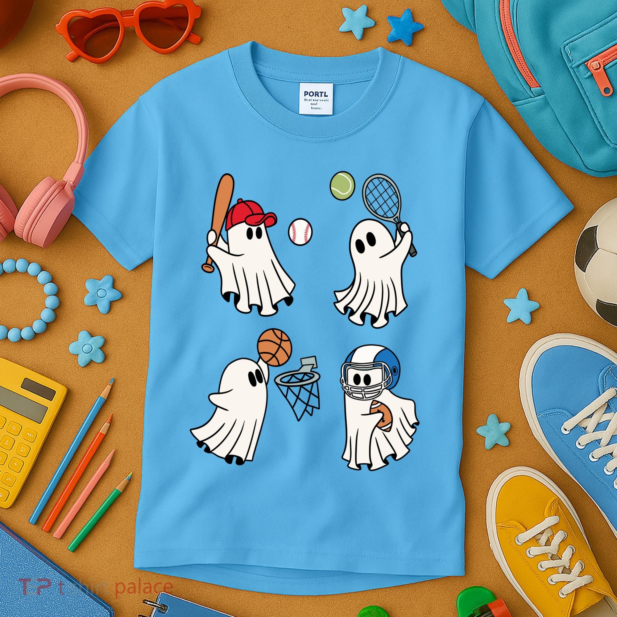 Spooky Ghost Sport Halloween Kids T-Shirt