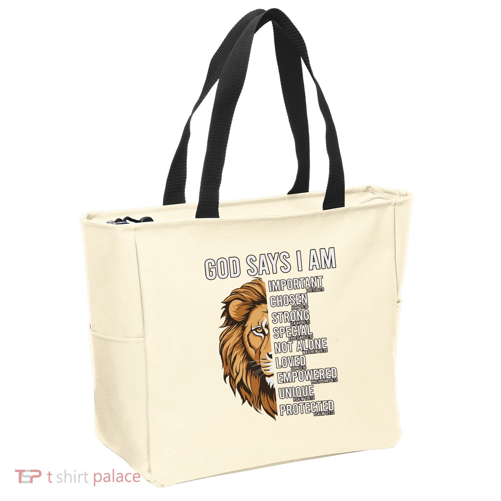 S God Says I Am Lion Christian Tote Bag