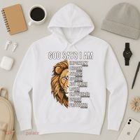 S God Says I Am Lion Christian Hoodie thumb 3