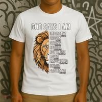 S God Says I Am Lion Christian T-Shirt thumb 3