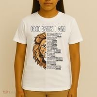 S God Says I Am Lion Christian T-Shirt thumb 4