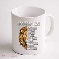 S God Says I Am Lion Christian Coffee Mug thumb 1