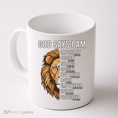 S God Says I Am Lion Christian Coffee Mug