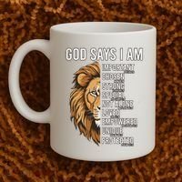S God Says I Am Lion Christian Coffee Mug thumb 2