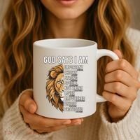 S God Says I Am Lion Christian Coffee Mug thumb 3
