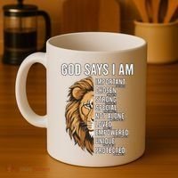 S God Says I Am Lion Christian Coffee Mug thumb 4
