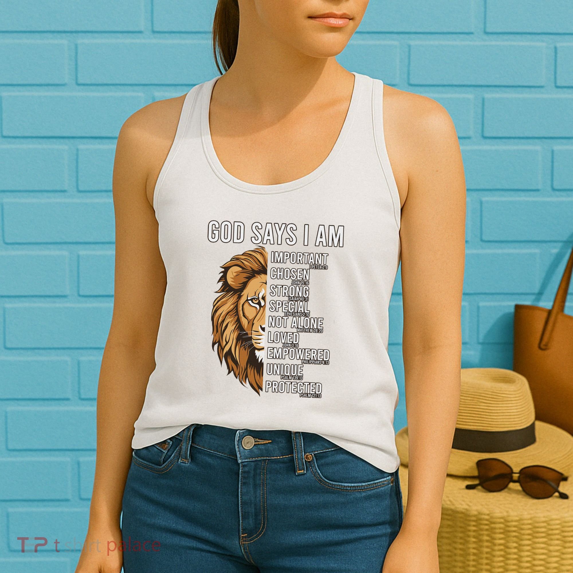 S God Says I Am Lion Christian Women's Tank Top