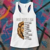 S God Says I Am Lion Christian Women's Tank Top thumb 3