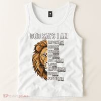 S God Says I Am Lion Christian Tank Top thumb 2