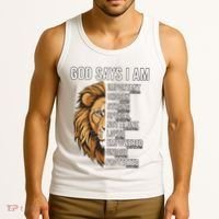 S God Says I Am Lion Christian Tank Top thumb 3