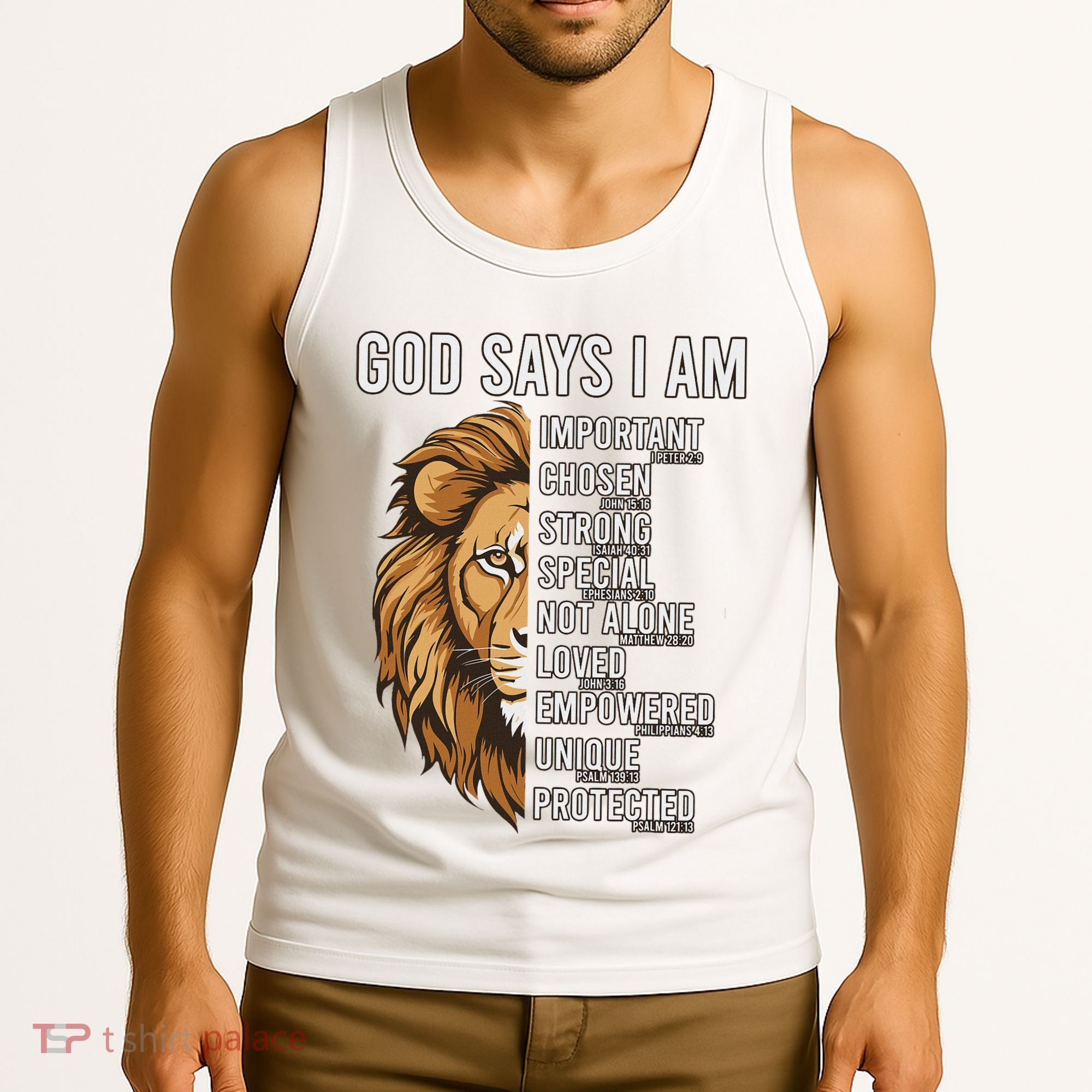 S God Says I Am Lion Christian Tank Top
