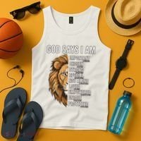 S God Says I Am Lion Christian Tank Top thumb 4