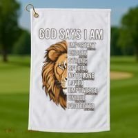 S God Says I Am Lion Christian Golf Towel thumb 1