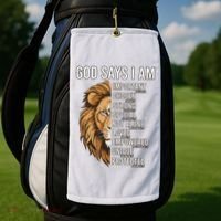 S God Says I Am Lion Christian Golf Towel thumb 2