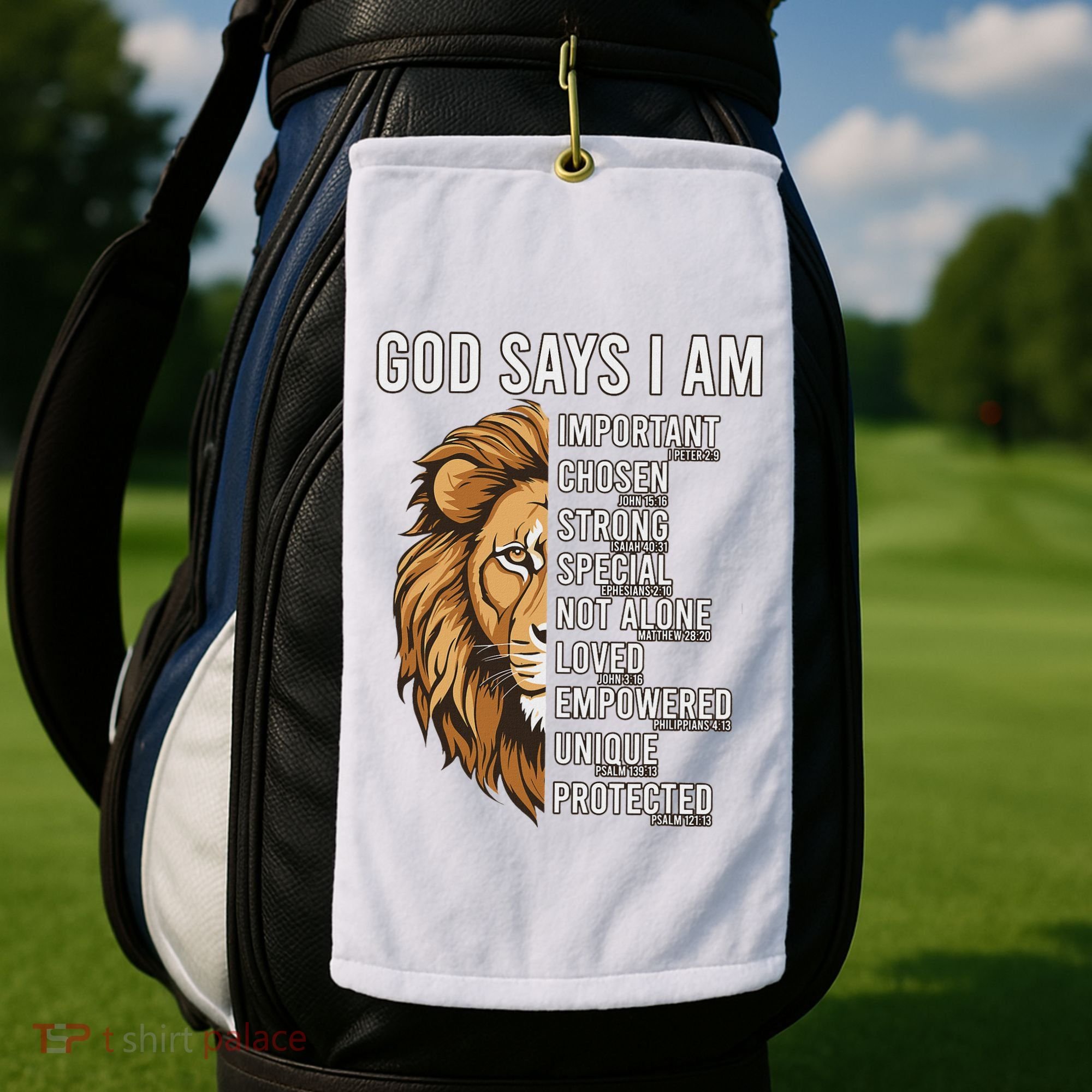 S God Says I Am Lion Christian Golf Towel