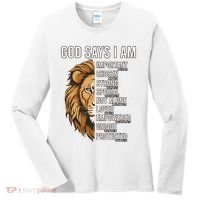 S God Says I Am Lion Christian Women's Long Sleeve Shirt thumb 0