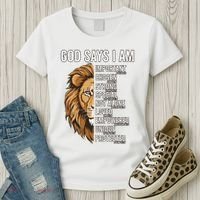 S God Says I Am Lion Christian Women's T-Shirt thumb 3