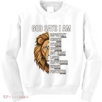 S God Says I Am Lion Christian Kids Sweatshirt thumb 0