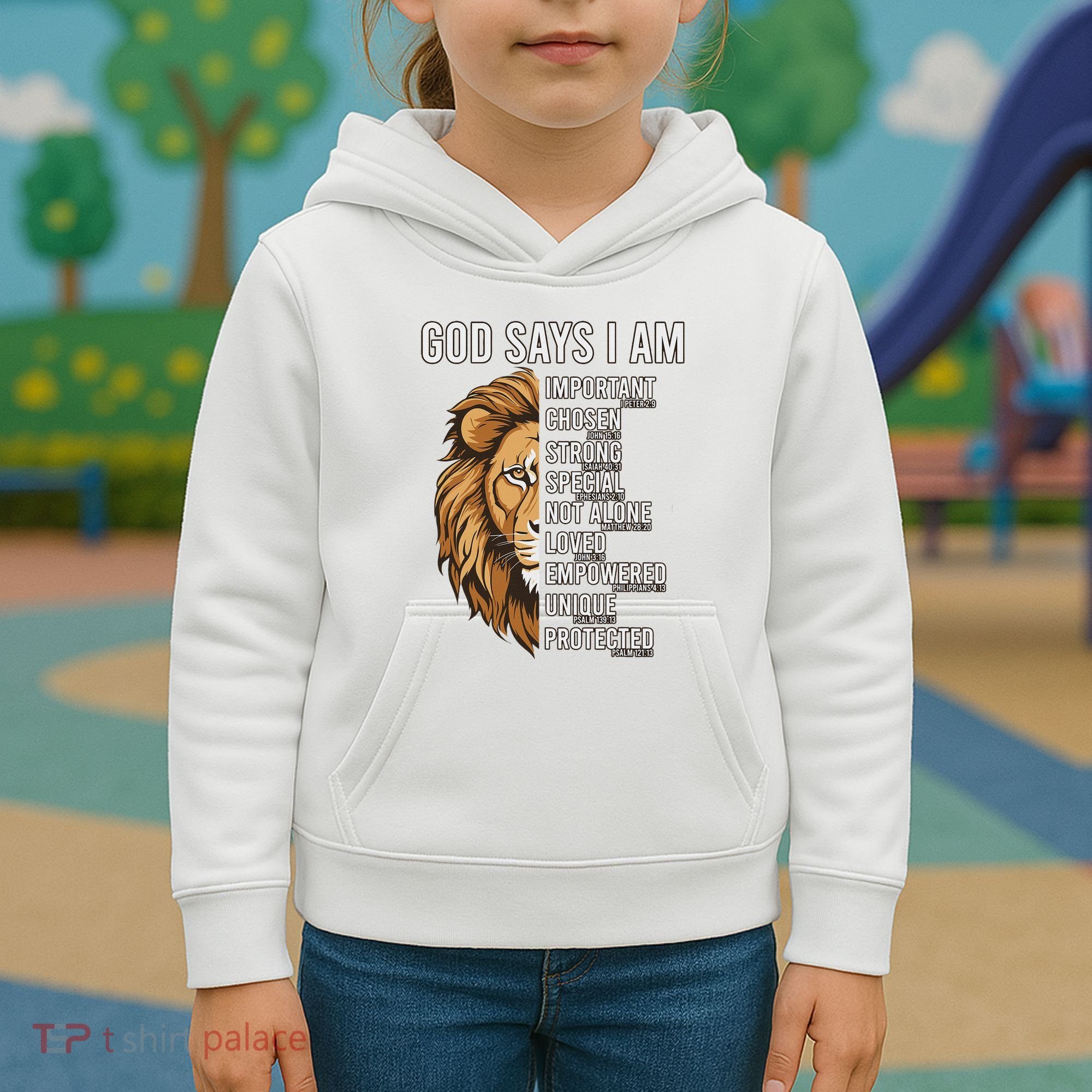 S God Says I Am Lion Christian Kids Hoodie