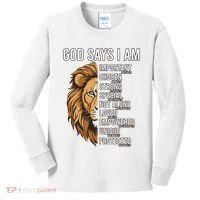 S God Says I Am Lion Christian Kids Long Sleeve Shirt thumb 0