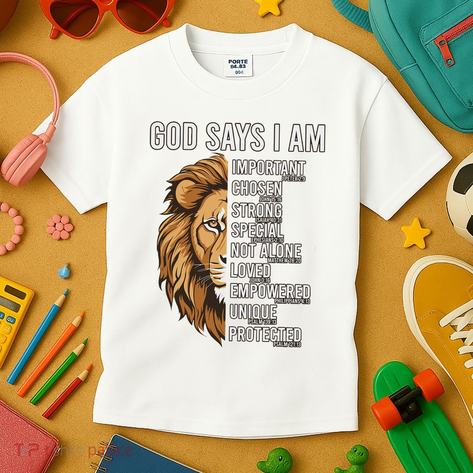 S God Says I Am Lion Christian Kids T-Shirt
