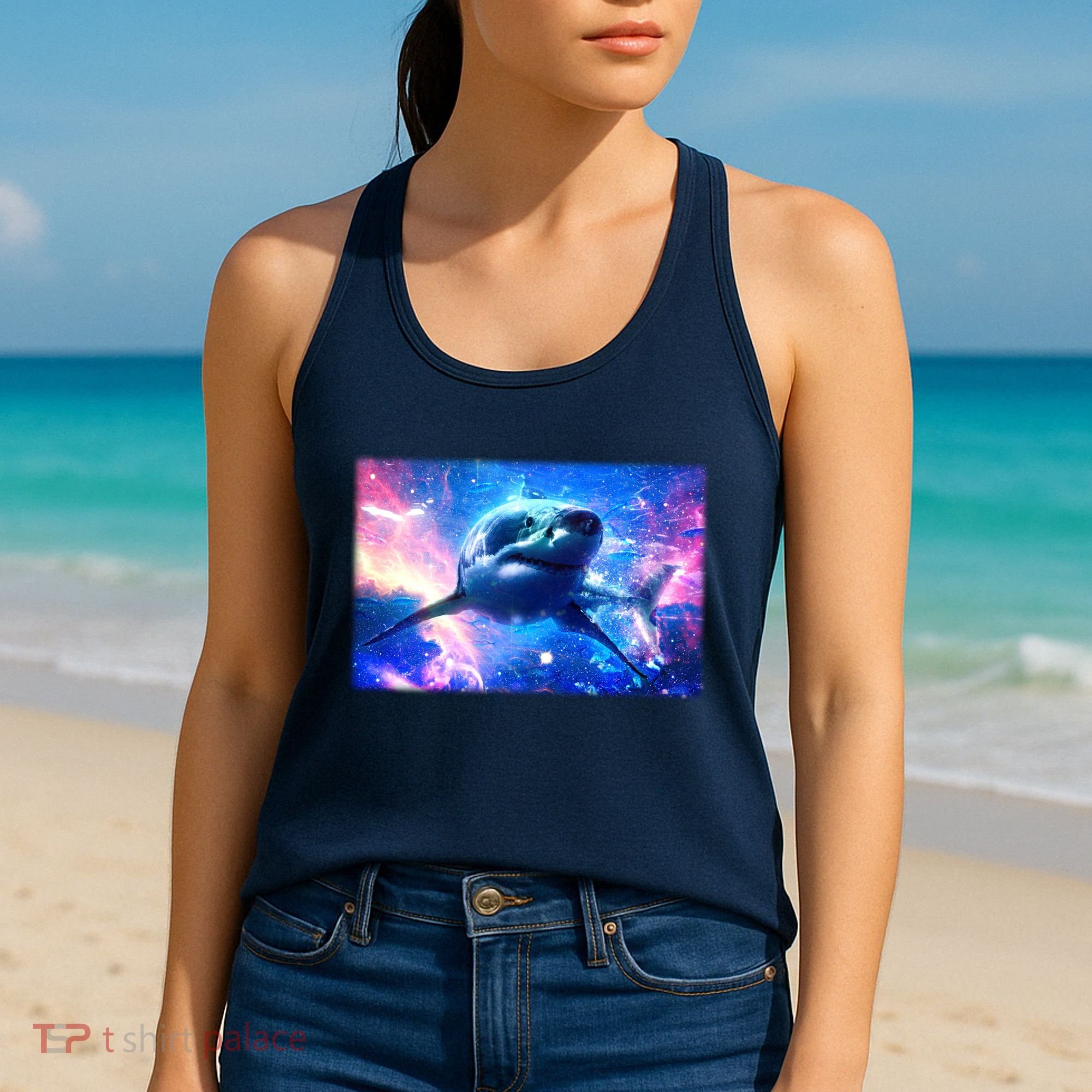 Space Galaxy Shark In Sea Ocean Of Stars Women's Tank Top