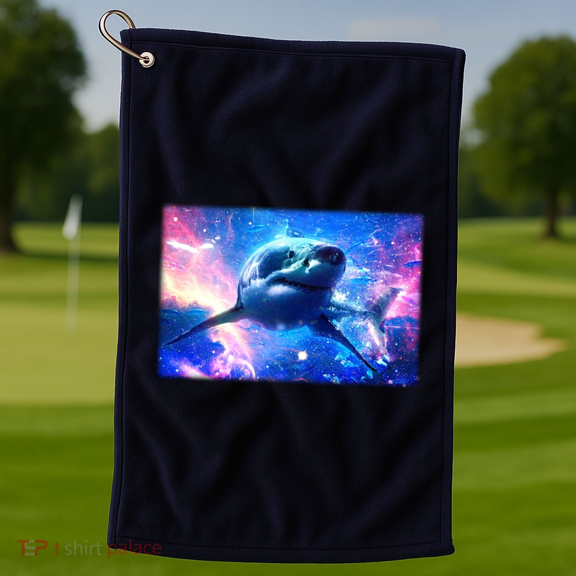 Space Galaxy Shark In Sea Ocean Of Stars Golf Towel