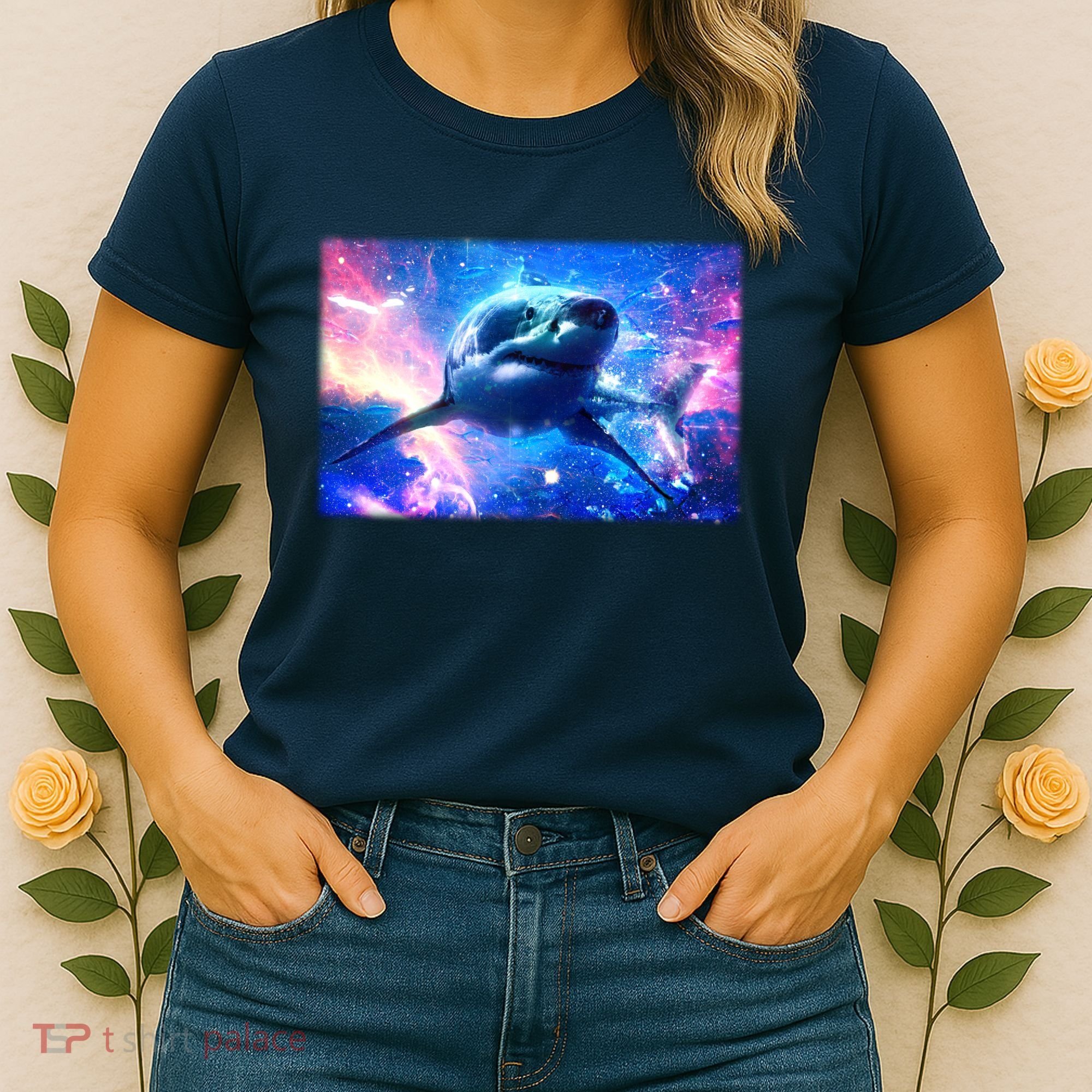 Space Galaxy Shark In Sea Ocean Of Stars Women's T-Shirt