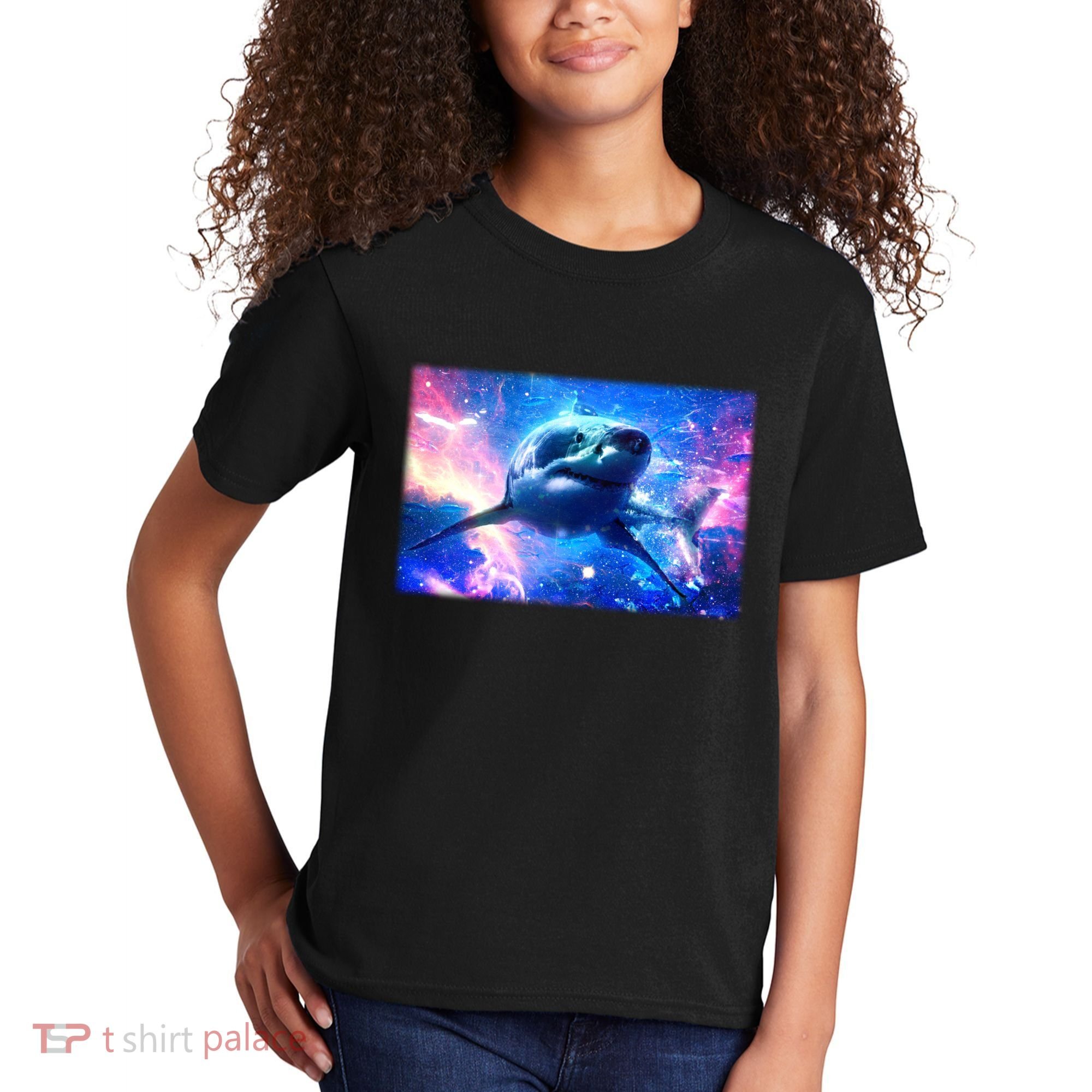 Space Galaxy Shark In Sea Ocean Of Stars Kids T-Shirt