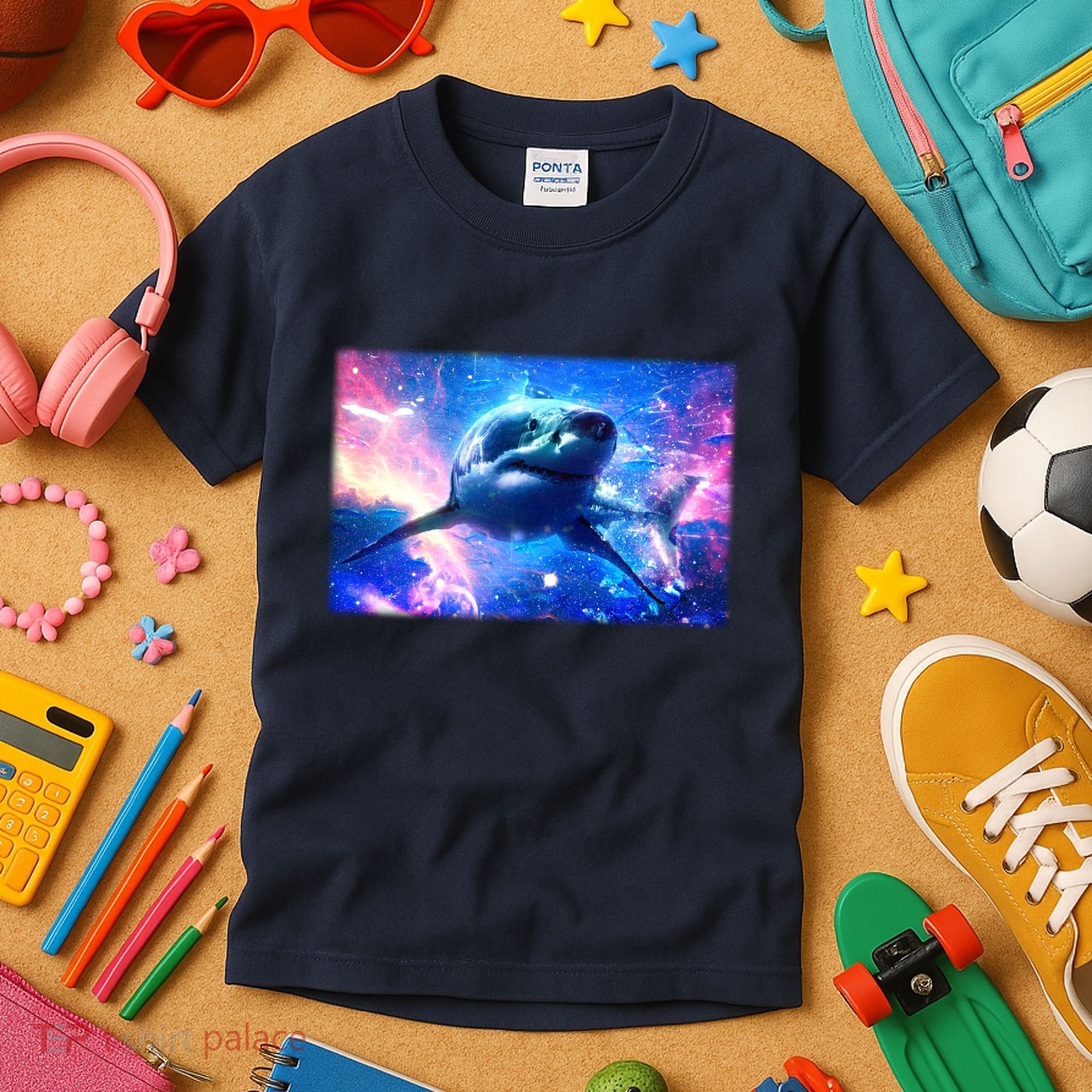 Space Galaxy Shark In Sea Ocean Of Stars Kids T-Shirt