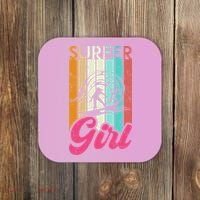 Surfer Girl Surfboard Women Surf Ocean Retro Surfing Coaster thumb 0