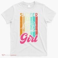 Surfer Girl Surfboard Women Surf Ocean Retro Surfing T-Shirt thumb 0