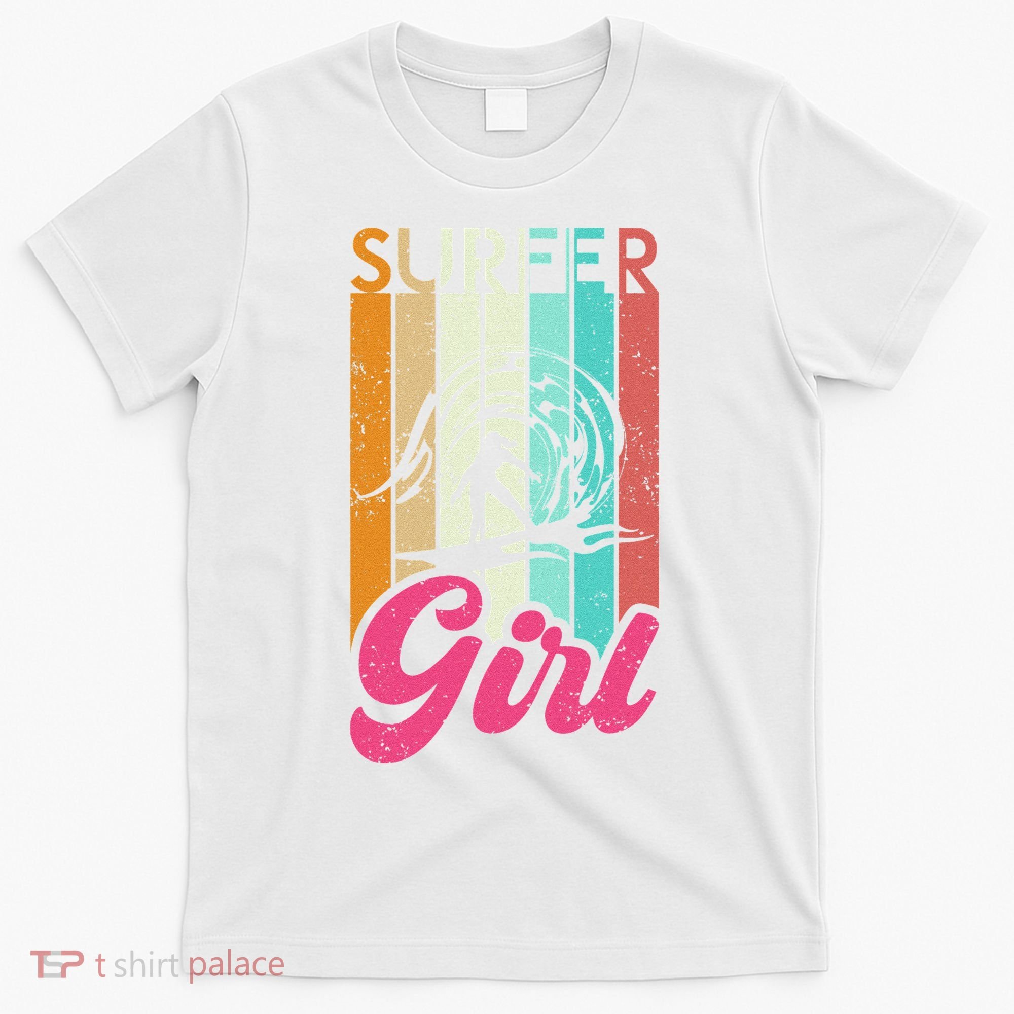 Surfer Girl Surfboard Women Surf Ocean Retro Surfing T-Shirt