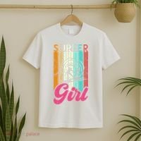 Surfer Girl Surfboard Women Surf Ocean Retro Surfing T-Shirt thumb 2